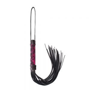Pink leather base with a black fishnet patterned whip