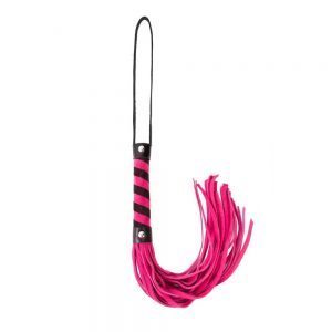 Black&pink leather twisted handled whip