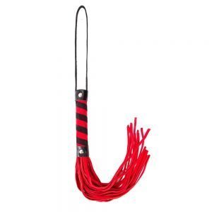 Black&red leather twisted handled whip